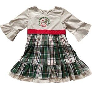 Dressie Jessie Smocking Embroidered Deer Plaid Dress Size 9 Months